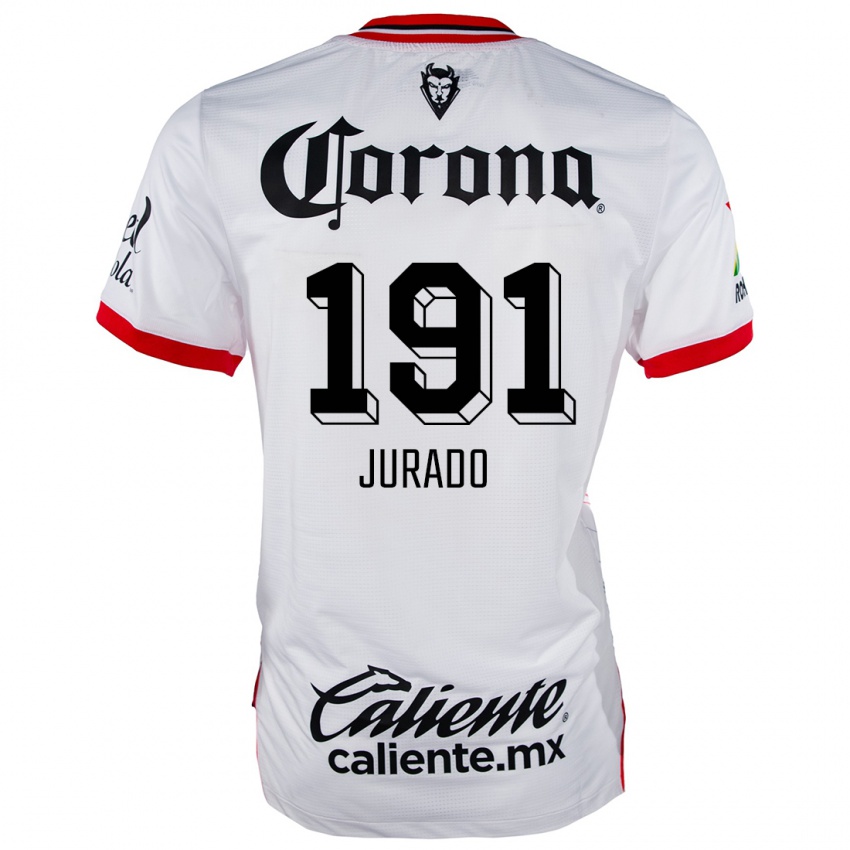 Homem Camisola Pablo Jurado #191 Branco Vermelho Alternativa 2024/25 Camisa Brasil