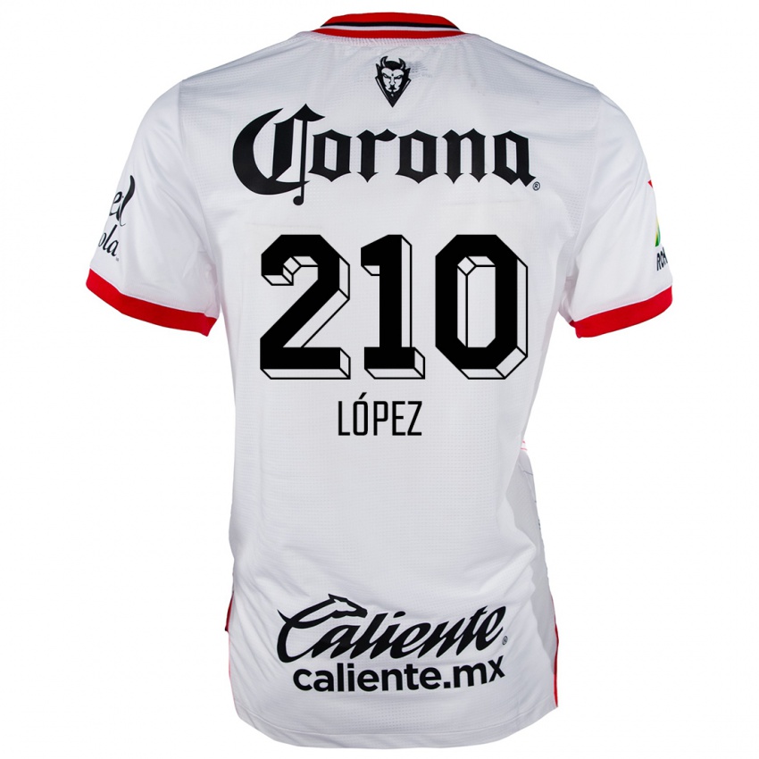 Homem Camisola Juan López #210 Branco Vermelho Alternativa 2024/25 Camisa Brasil