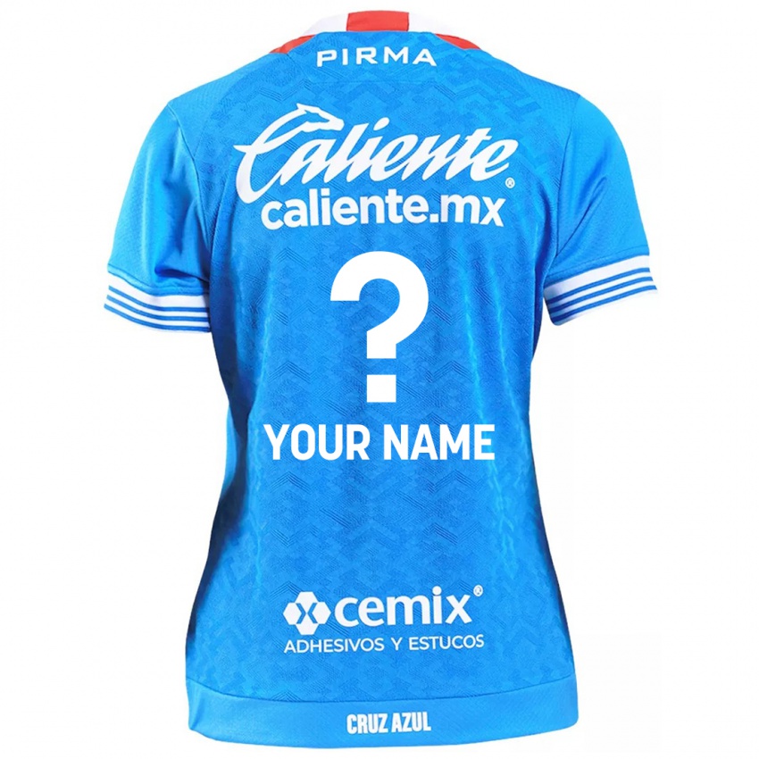 Mulher Camisola Seu Nome #0 Céu Azul Principal 2024/25 Camisa Brasil