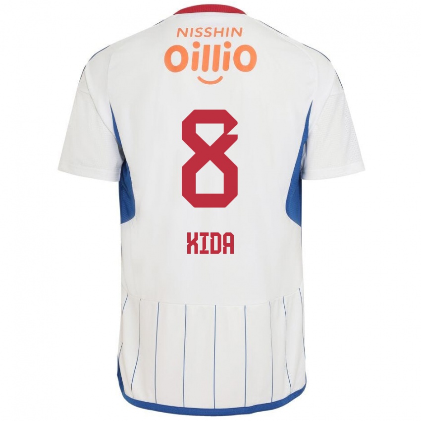 Mulher Camisola Takuya Kida #8 Branco Azul Vermelho Alternativa 2024/25 Camisa Brasil