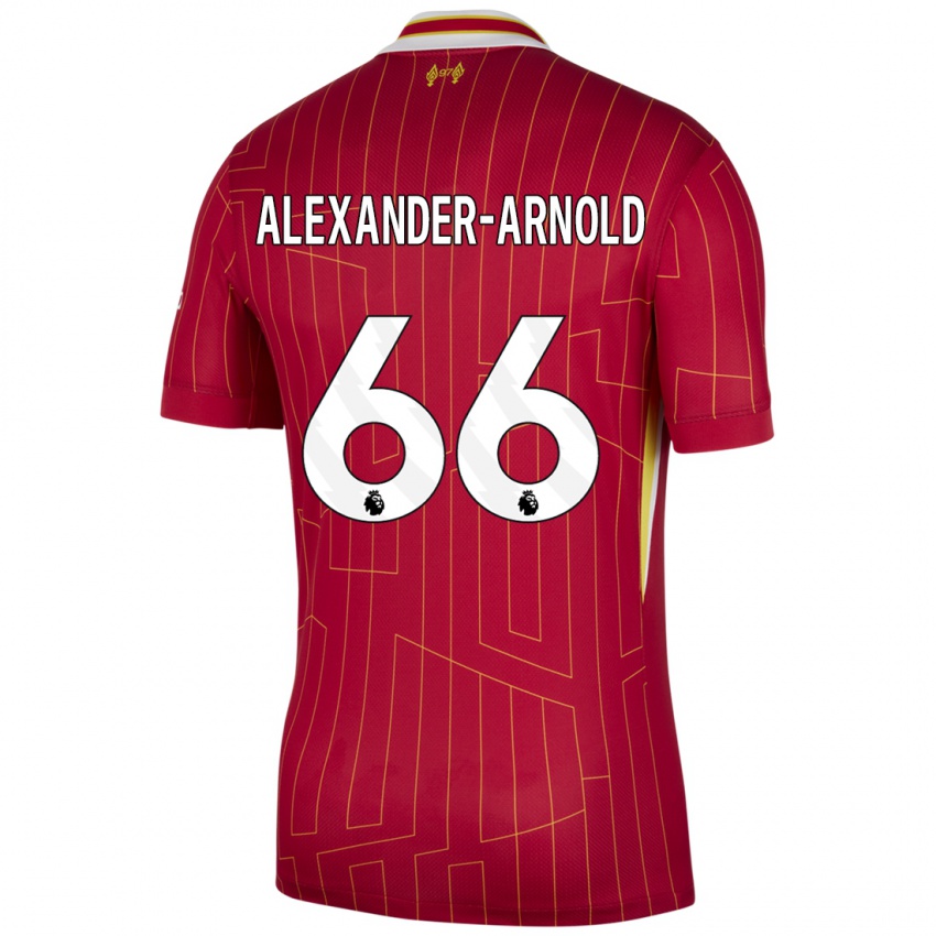 Criança Camisola Trent Alexander-Arnold #66 Branco Amarelo Branco Principal 2024/25 Camisa Brasil