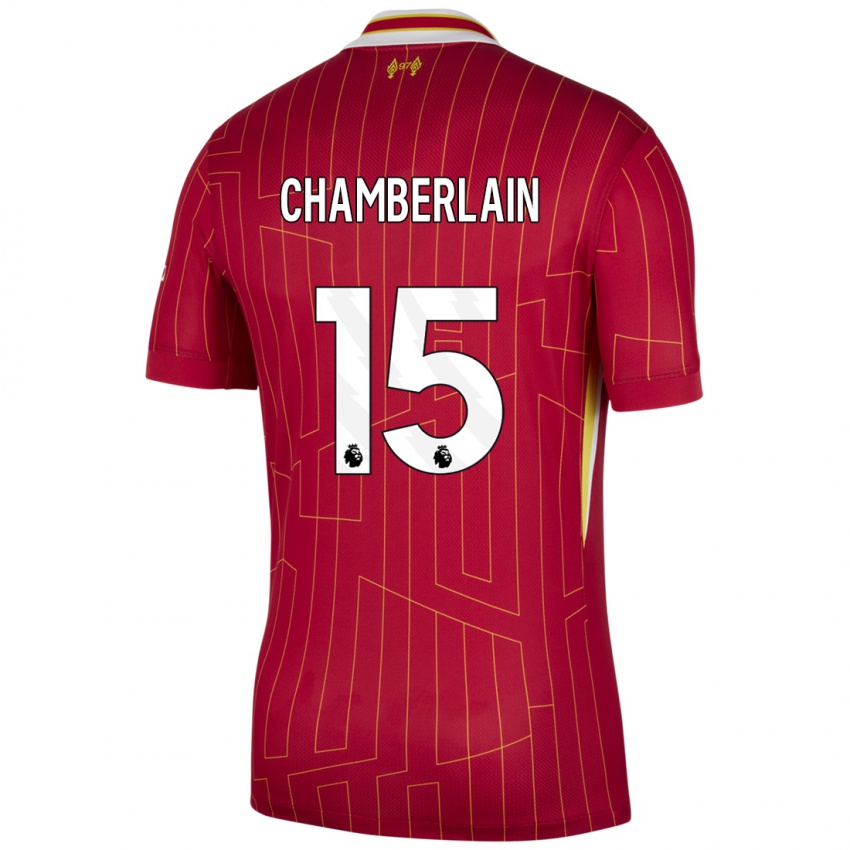 Criança Camisola Alex Oxlade Chamberlain #15 Branco Amarelo Branco Principal 2024/25 Camisa Brasil