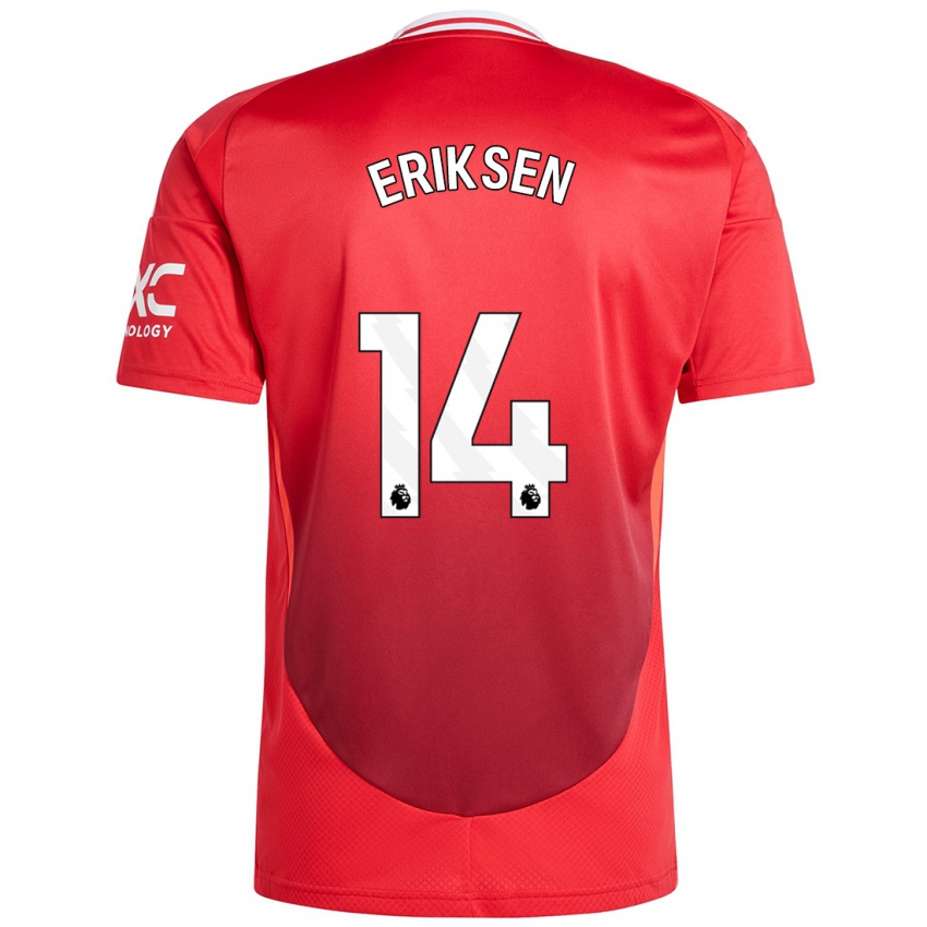 Criança Camisola Christian Eriksen #14 Vermelho Brilhante Principal 2024/25 Camisa Brasil