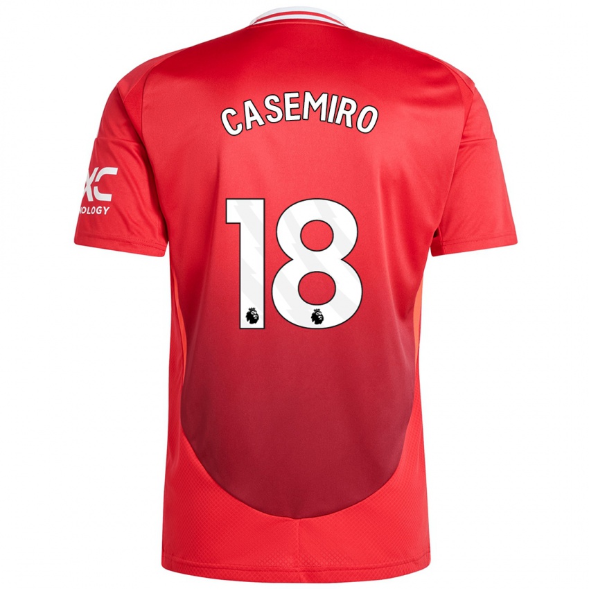 Criança Camisola Casemiro #18 Vermelho Brilhante Principal 2024/25 Camisa Brasil