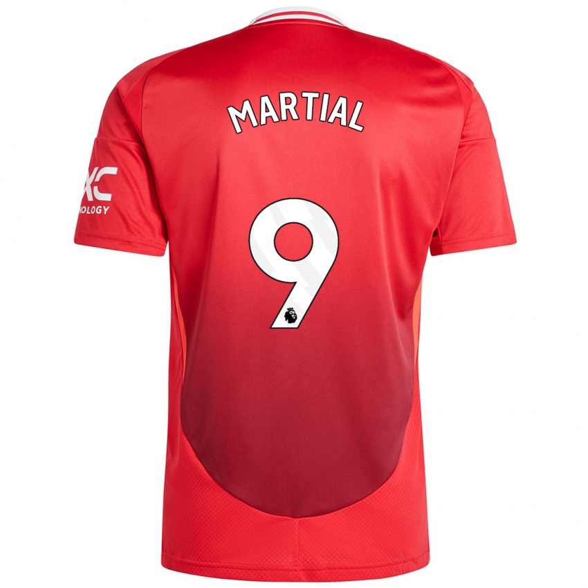 Criança Camisola Anthony Martial #9 Vermelho Brilhante Principal 2024/25 Camisa Brasil