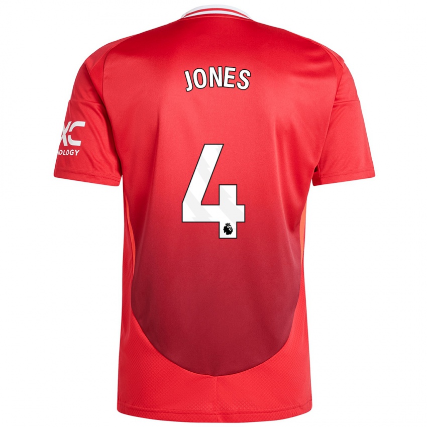 Criança Camisola Phil Jones #4 Vermelho Brilhante Principal 2024/25 Camisa Brasil