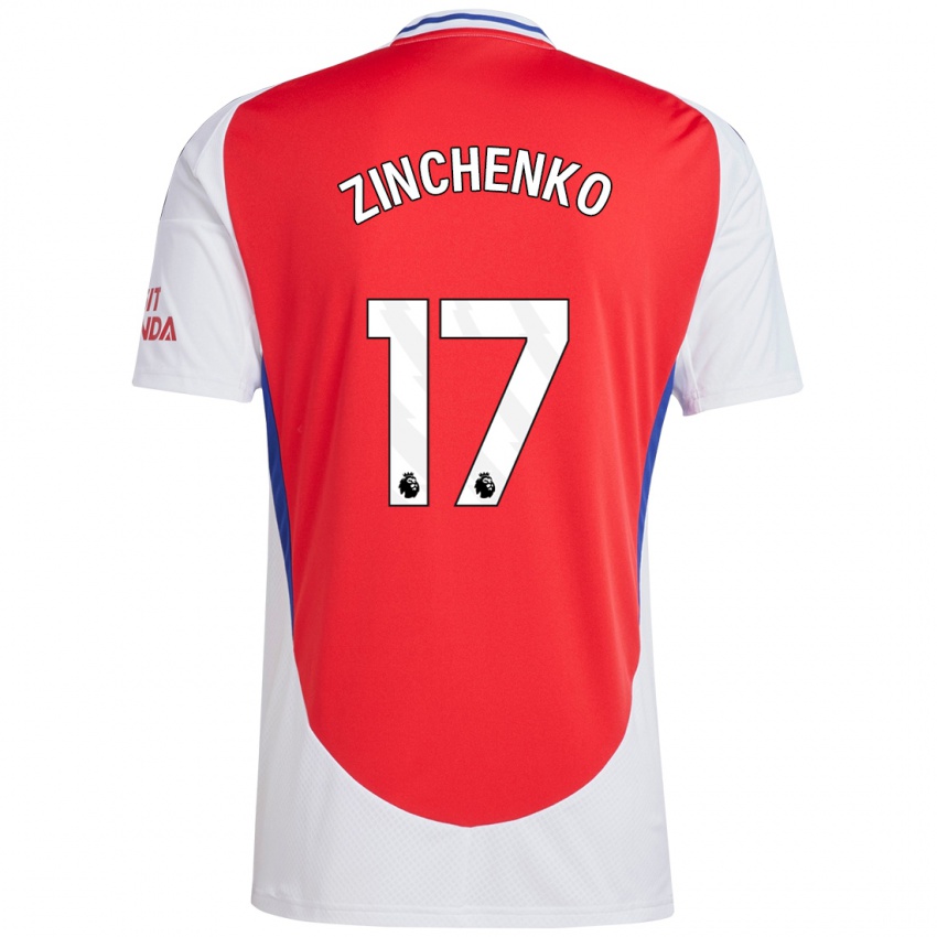 Criança Camisola Oleksandr Zinchenko #17 Vermelho Branco Principal 2024/25 Camisa Brasil