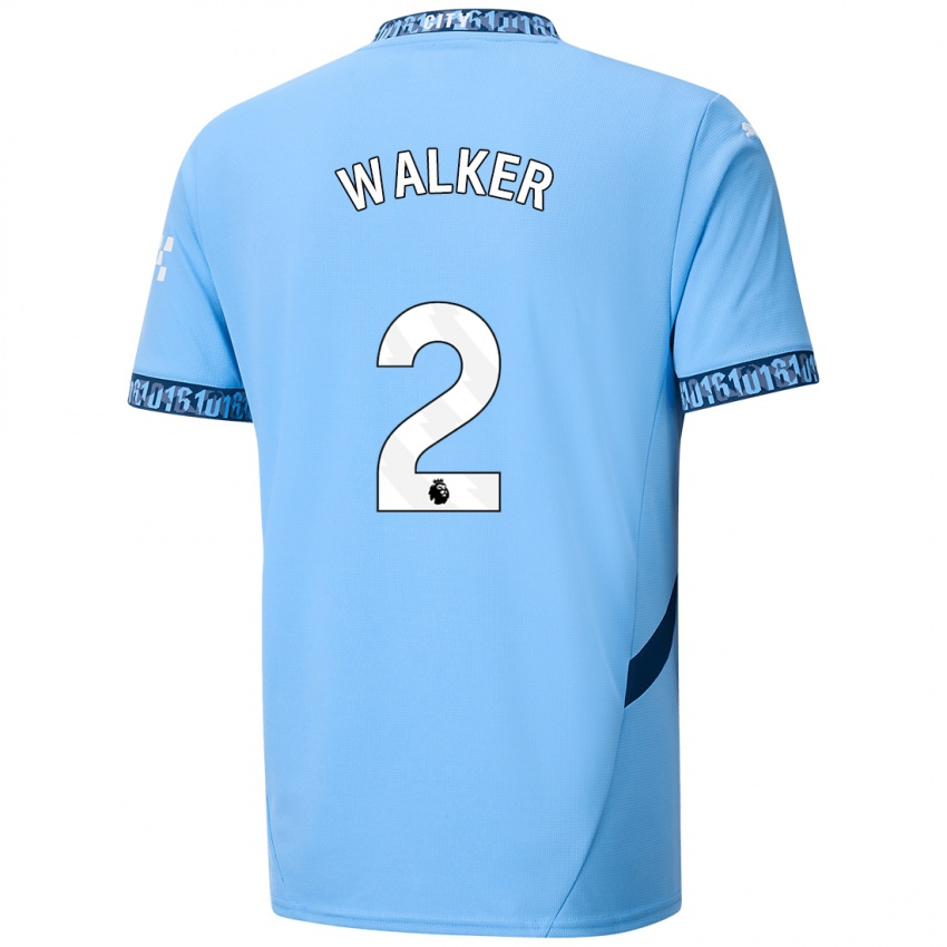 Criança Camisola Kyle Walker #2 Azul Marinho Principal 2024/25 Camisa Brasil