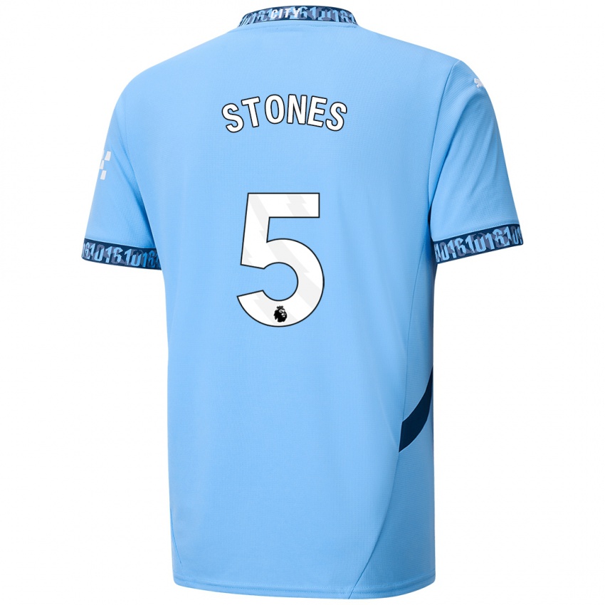 Criança Camisola John Stones #5 Azul Marinho Principal 2024/25 Camisa Brasil