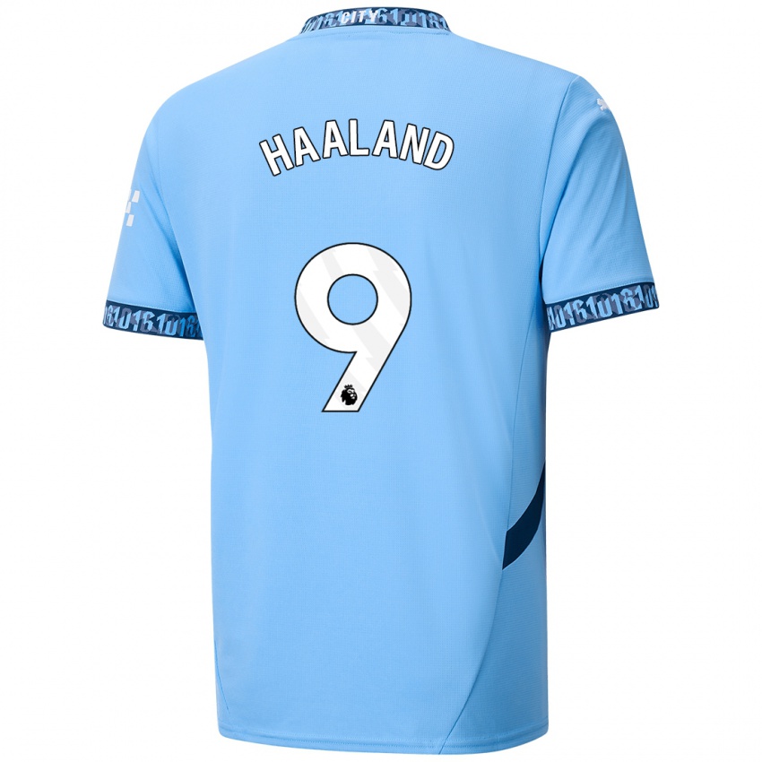 Criança Camisola Erling Haaland #9 Azul Marinho Principal 2024/25 Camisa Brasil