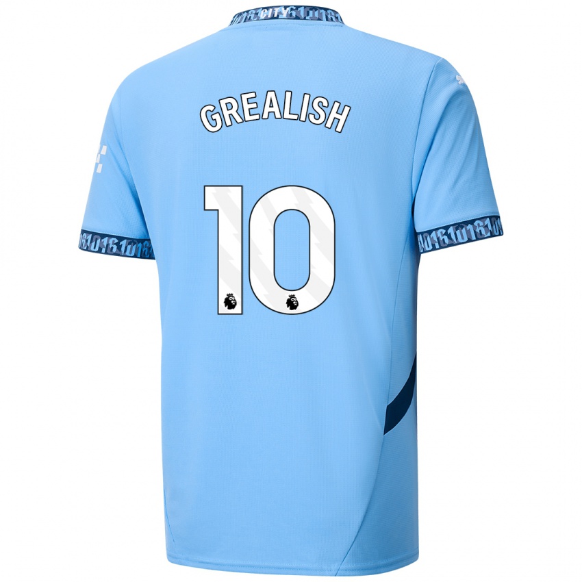 Criança Camisola Jack Grealish #10 Azul Marinho Principal 2024/25 Camisa Brasil