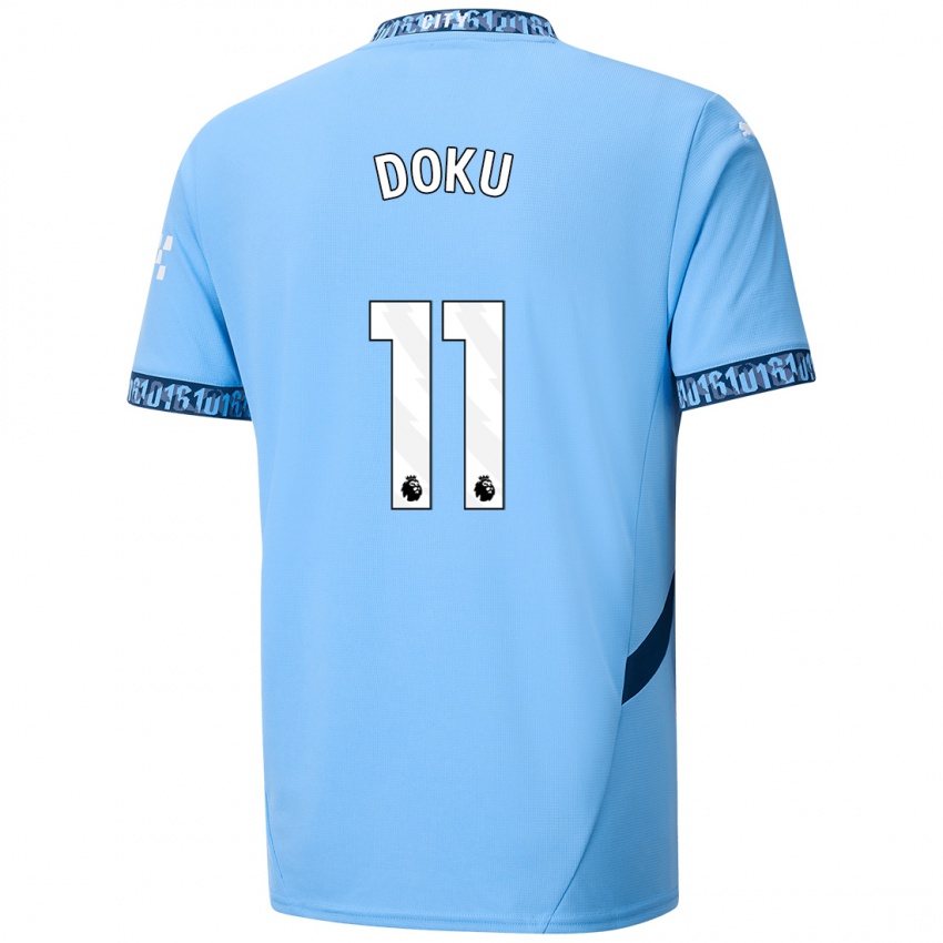 Criança Camisola Jérémy Doku #11 Azul Marinho Principal 2024/25 Camisa Brasil