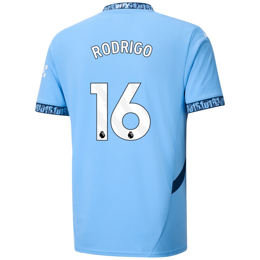 Criança Camisola Rodrigo Hernandez #16 Azul Marinho Principal 2024/25 Camisa Brasil