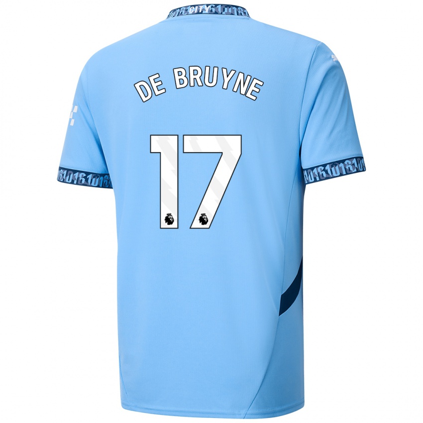 Criança Camisola Kevin De Bruyne #17 Azul Marinho Principal 2024/25 Camisa Brasil