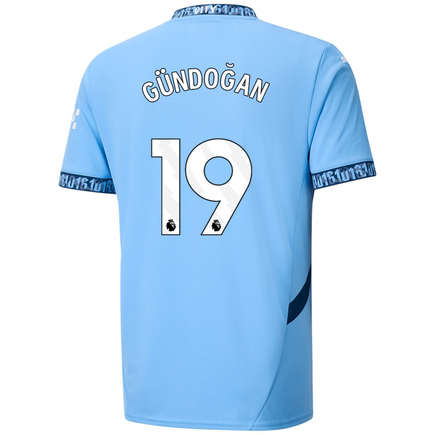 Criança Camisola Ilkay Gundogan #19 Azul Marinho Principal 2024/25 Camisa Brasil