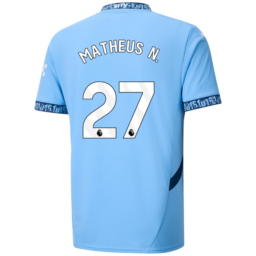 Criança Camisola Matheus Nunes #27 Azul Marinho Principal 2024/25 Camisa Brasil