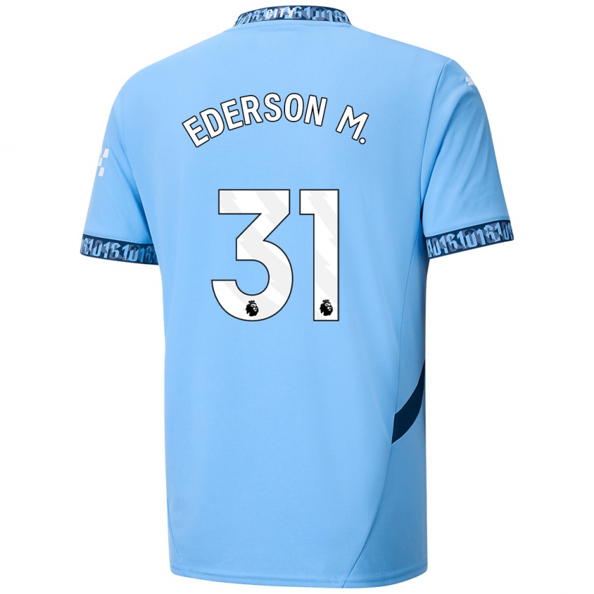 Criança Camisola Ederson Moraes #31 Azul Marinho Principal 2024/25 Camisa Brasil