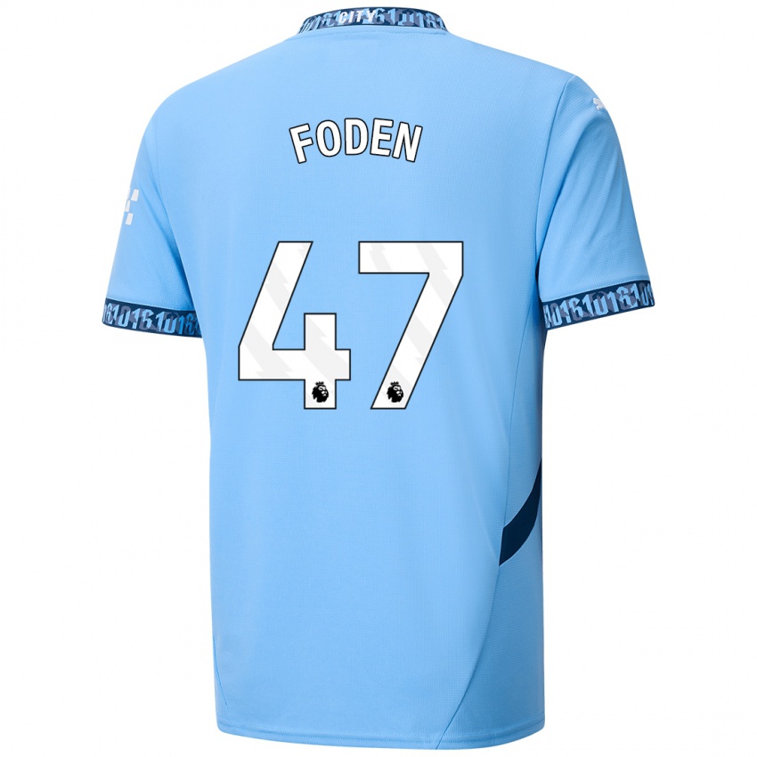 Criança Camisola Phil Foden #47 Azul Marinho Principal 2024/25 Camisa Brasil