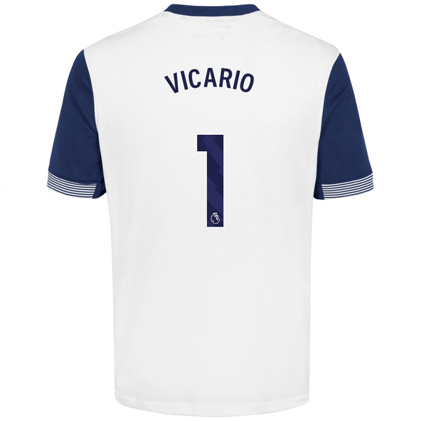 Criança Camisola Guglielmo Vicario #1 Azul Branco Principal 2024/25 Camisa Brasil