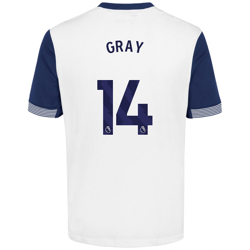 Criança Camisola Archie Gray #14 Azul Branco Principal 2024/25 Camisa Brasil