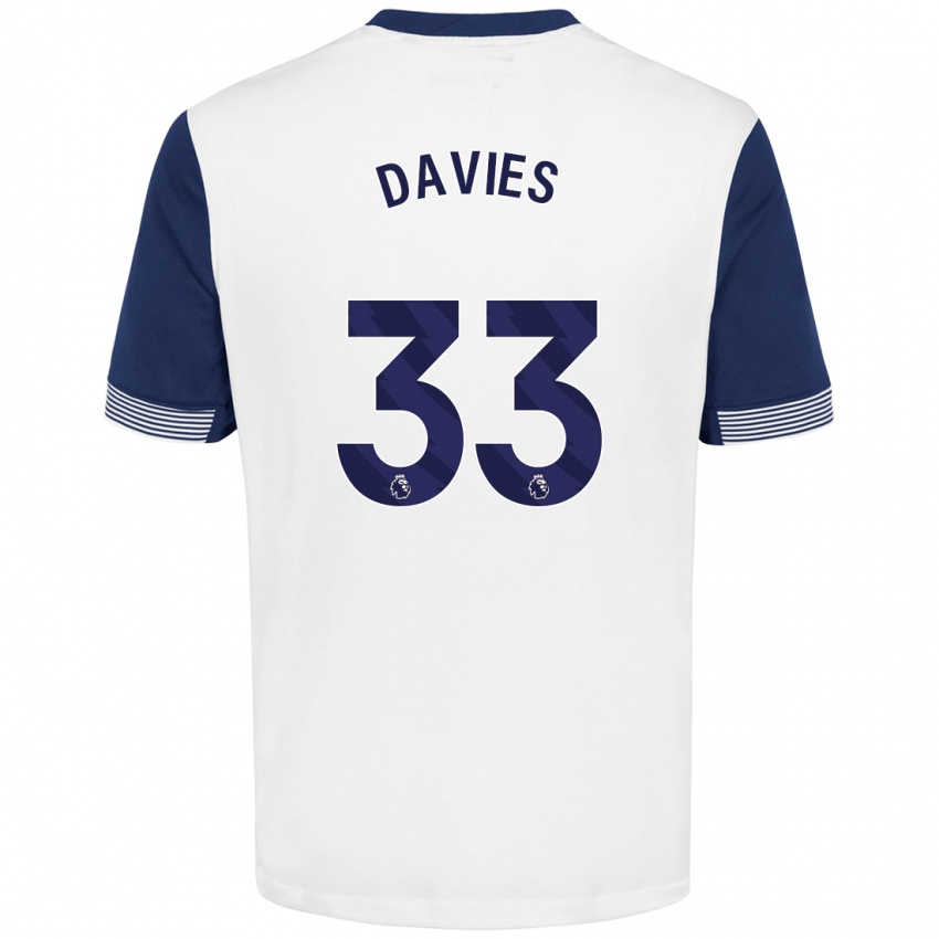 Criança Camisola Ben Davies #33 Azul Branco Principal 2024/25 Camisa Brasil