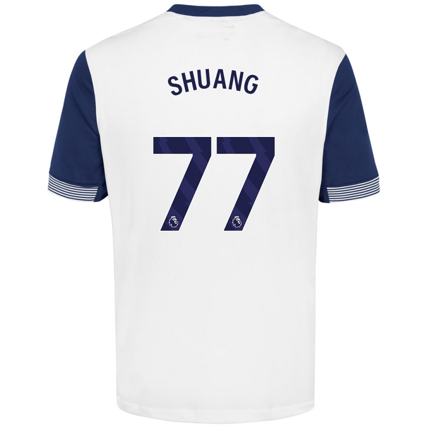 Criança Camisola Wang Shuang #77 Azul Branco Principal 2024/25 Camisa Brasil