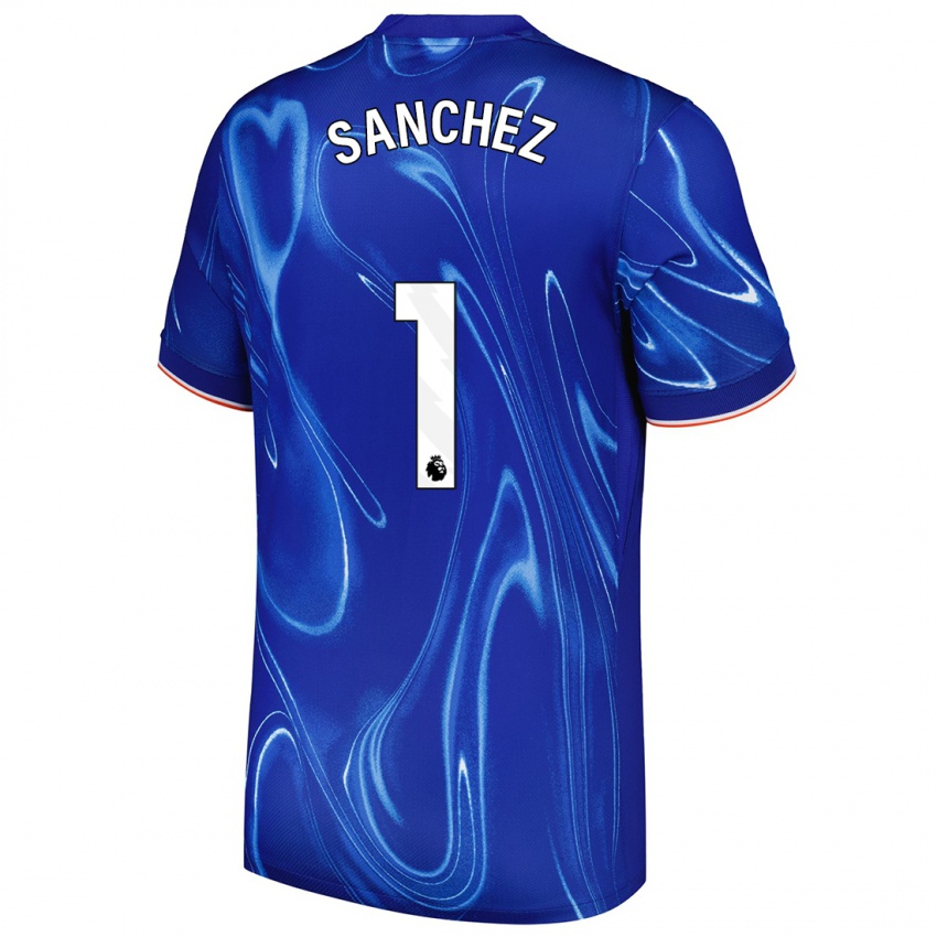 Criança Camisola Robert Sánchez #1 Branco Azul Principal 2024/25 Camisa Brasil