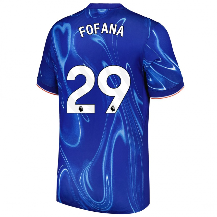 Criança Camisola Wesley Fofana #29 Branco Azul Principal 2024/25 Camisa Brasil