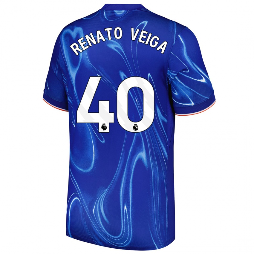 Criança Camisola Renato Veiga #40 Branco Azul Principal 2024/25 Camisa Brasil