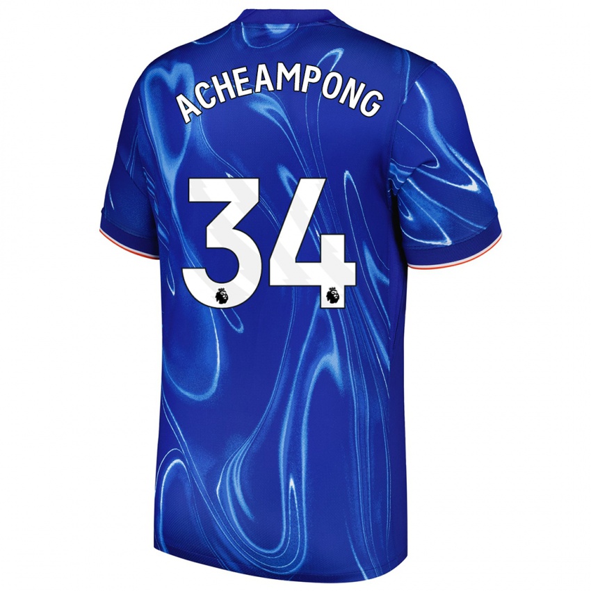 Criança Camisola Josh Acheampong #34 Branco Azul Principal 2024/25 Camisa Brasil