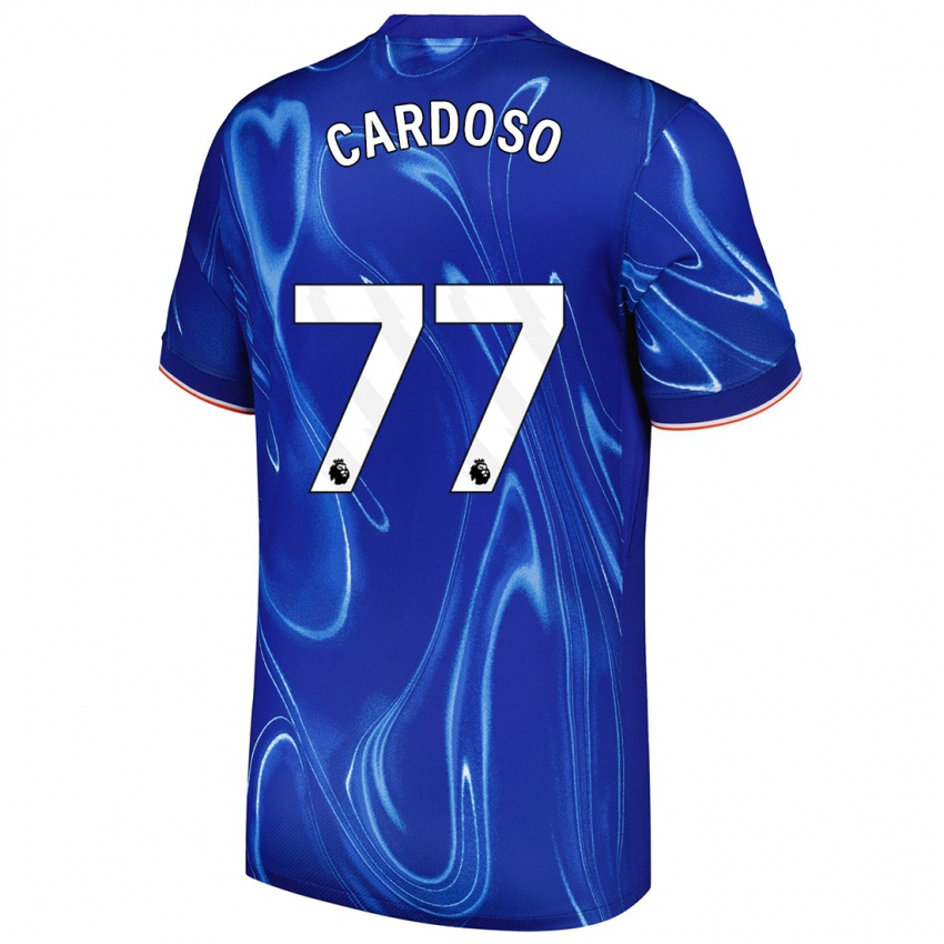 Criança Camisola Leo Cardoso #77 Branco Azul Principal 2024/25 Camisa Brasil