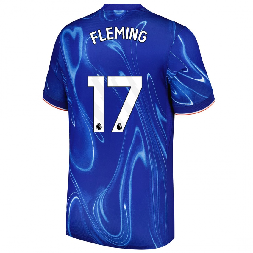 Criança Camisola Jessie Fleming #17 Branco Azul Principal 2024/25 Camisa Brasil