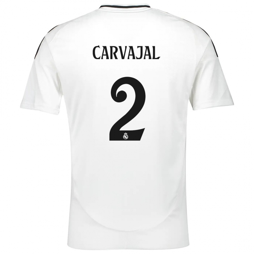 Criança Camisola Daniel Carvajal #2 Branco Principal 2024/25 Camisa Brasil