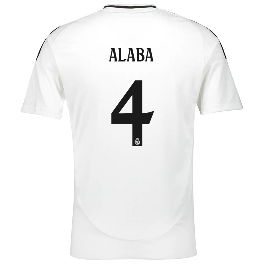 Criança Camisola David Alaba #4 Branco Principal 2024/25 Camisa Brasil