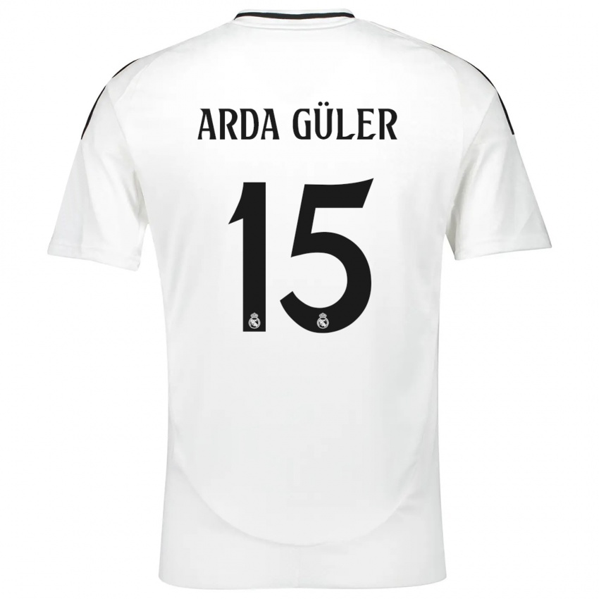 Criança Camisola Arda Güler #15 Branco Principal 2024/25 Camisa Brasil