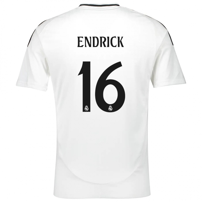 Criança Camisola Endrick #16 Branco Principal 2024/25 Camisa Brasil