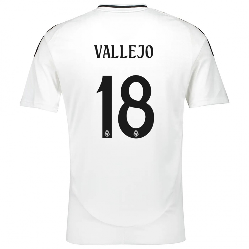 Criança Camisola Jesus Vallejo #18 Branco Principal 2024/25 Camisa Brasil