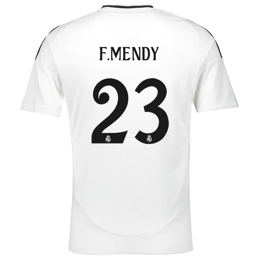 Criança Camisola Ferland Mendy #23 Branco Principal 2024/25 Camisa Brasil