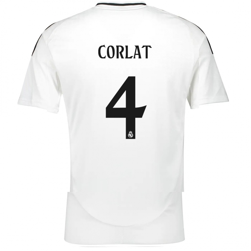 Criança Camisola Edu Corlat #4 Branco Principal 2024/25 Camisa Brasil