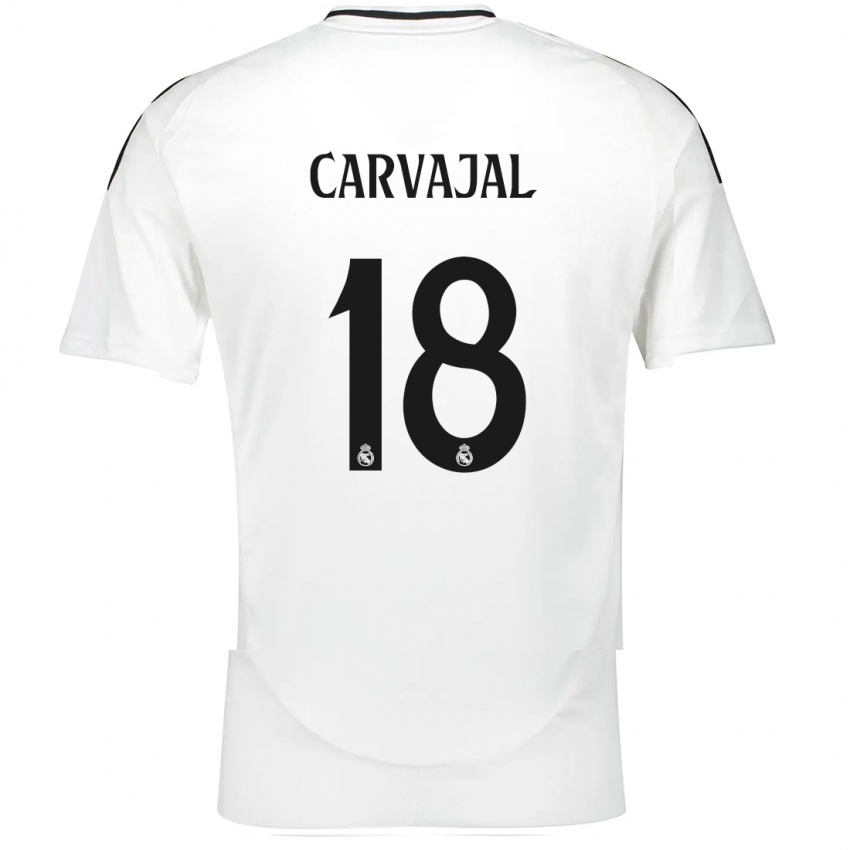 Criança Camisola Angel Carvajal #18 Branco Principal 2024/25 Camisa Brasil