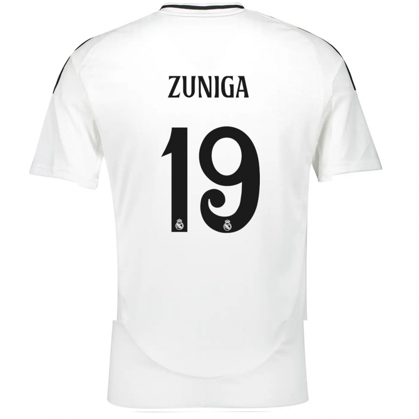 Criança Camisola Loren Zúñiga #19 Branco Principal 2024/25 Camisa Brasil