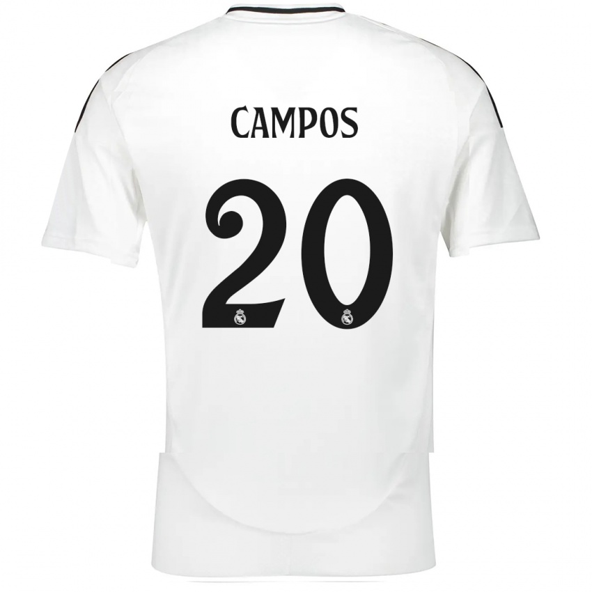 Criança Camisola Andrés Campos #20 Branco Principal 2024/25 Camisa Brasil