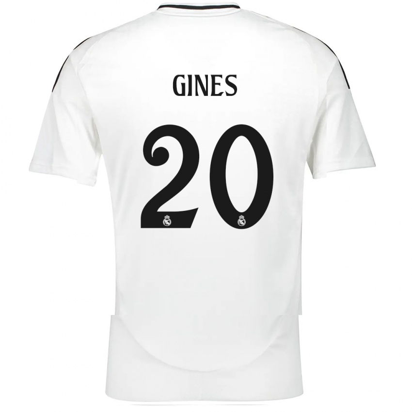 Criança Camisola Alvaro Gines #20 Branco Principal 2024/25 Camisa Brasil