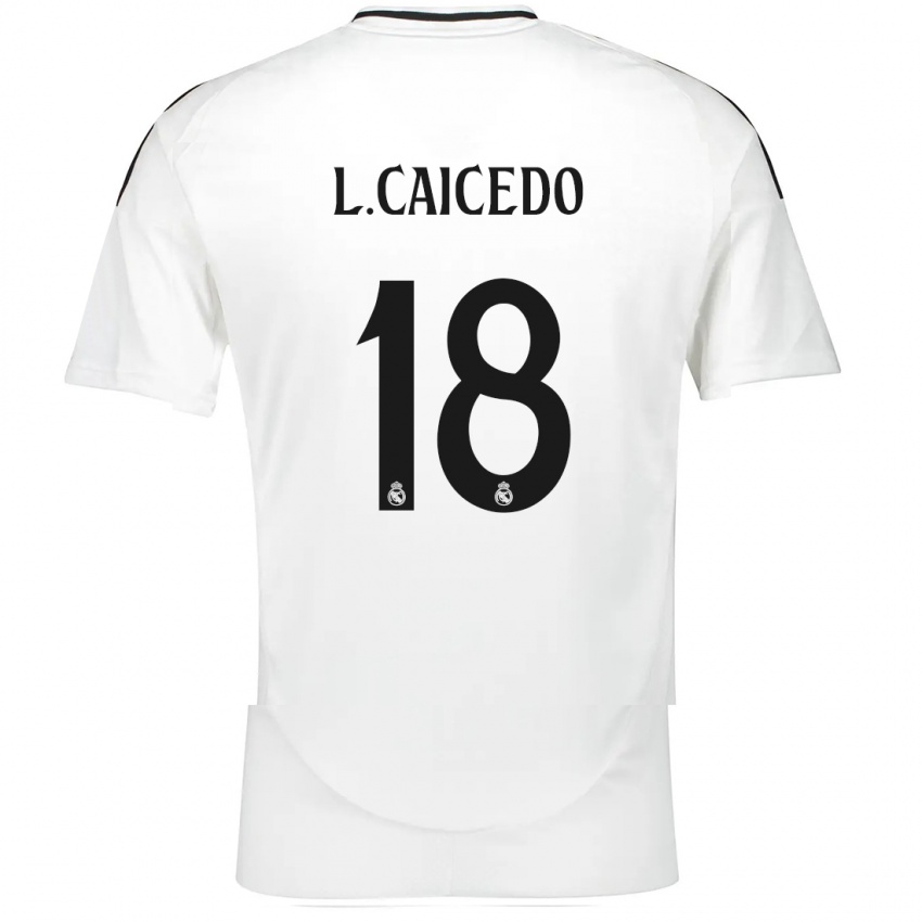 Criança Camisola Linda Caicedo #18 Branco Principal 2024/25 Camisa Brasil