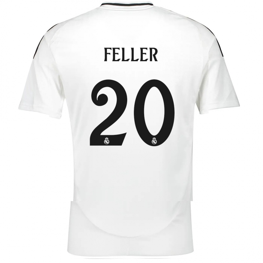 Criança Camisola Naomie Feller #20 Branco Principal 2024/25 Camisa Brasil