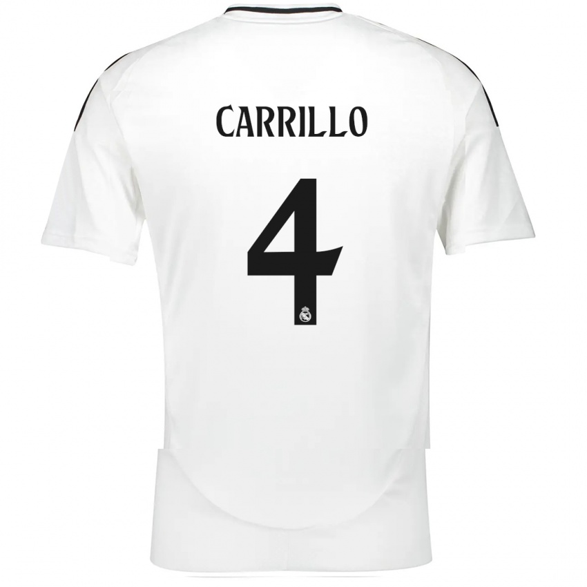 Criança Camisola Alvaro Carrillo #4 Branco Principal 2024/25 Camisa Brasil