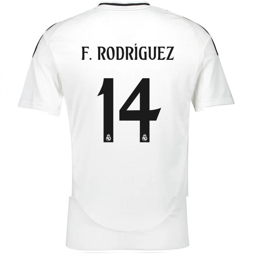 Criança Camisola Fer Rodríguez #14 Branco Principal 2024/25 Camisa Brasil