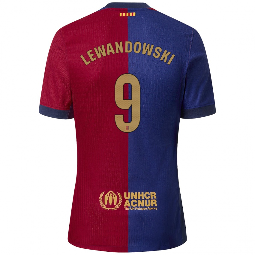 Criança Camisola Robert Lewandowski #9 Azul Vermelho Principal 2024/25 Camisa Brasil