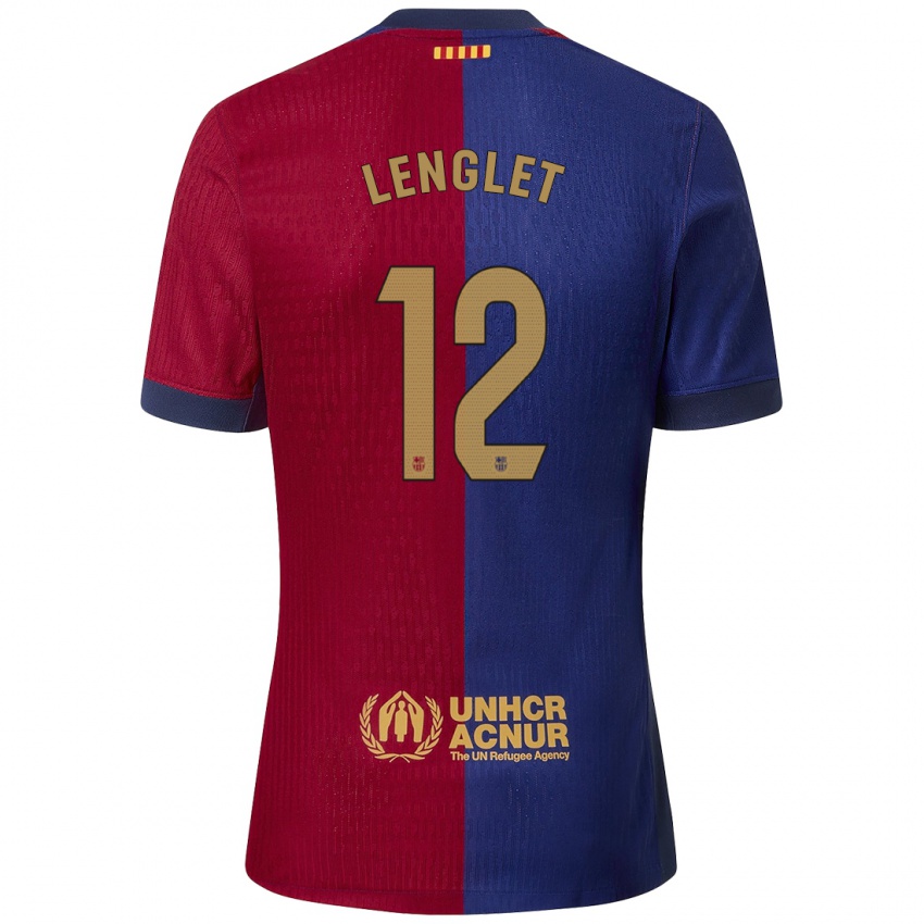 Criança Camisola Clement Lenglet #12 Azul Vermelho Principal 2024/25 Camisa Brasil