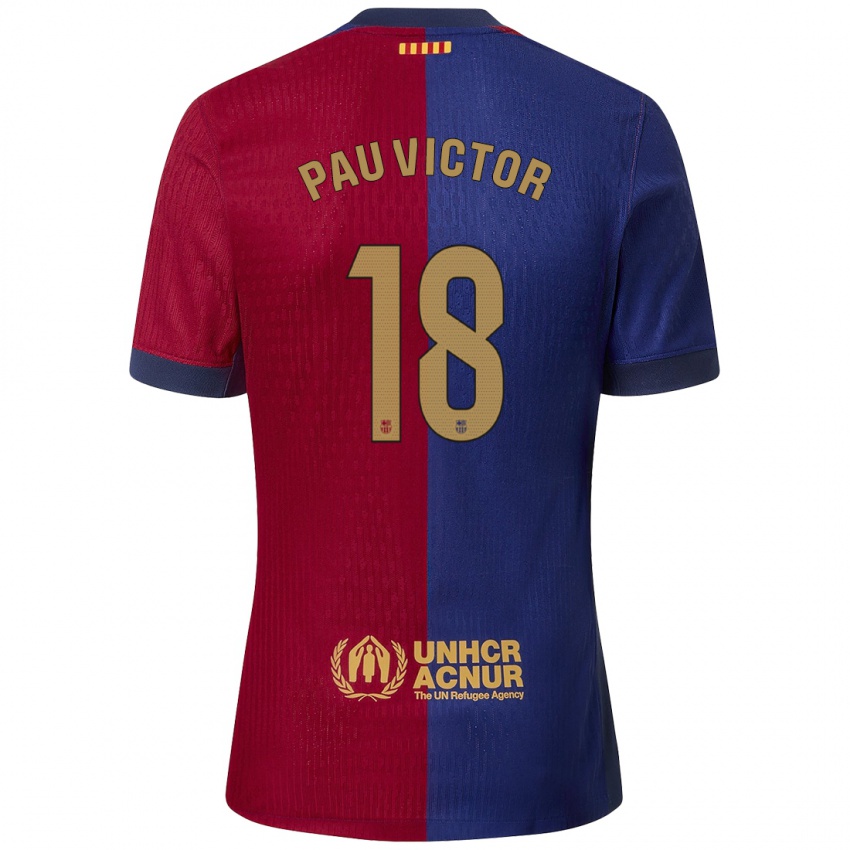 Criança Camisola Pau Víctor #18 Azul Vermelho Principal 2024/25 Camisa Brasil